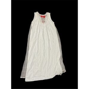 Miss Elaine vintage long white lace embroidered gown M